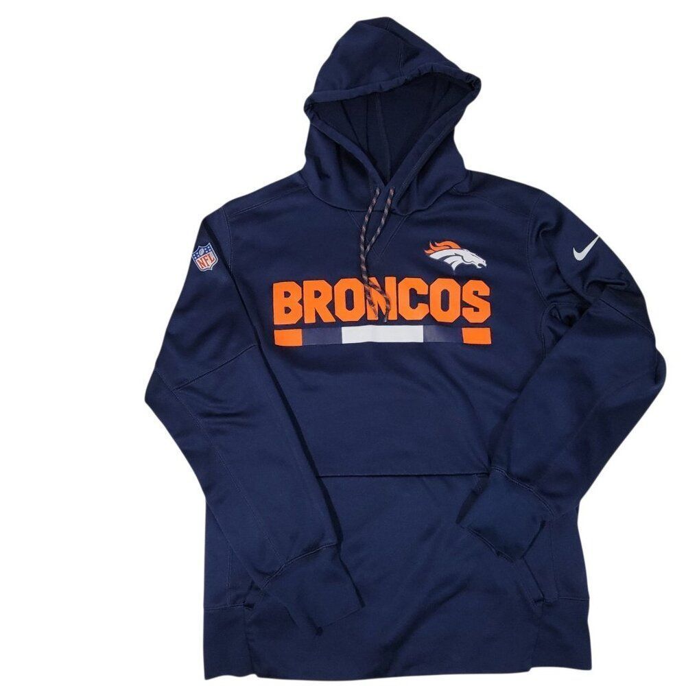 Nike Denver Broncos Hoodie Mens‎ Medium NFL Football Small FLAW - PLEASE READ!!!